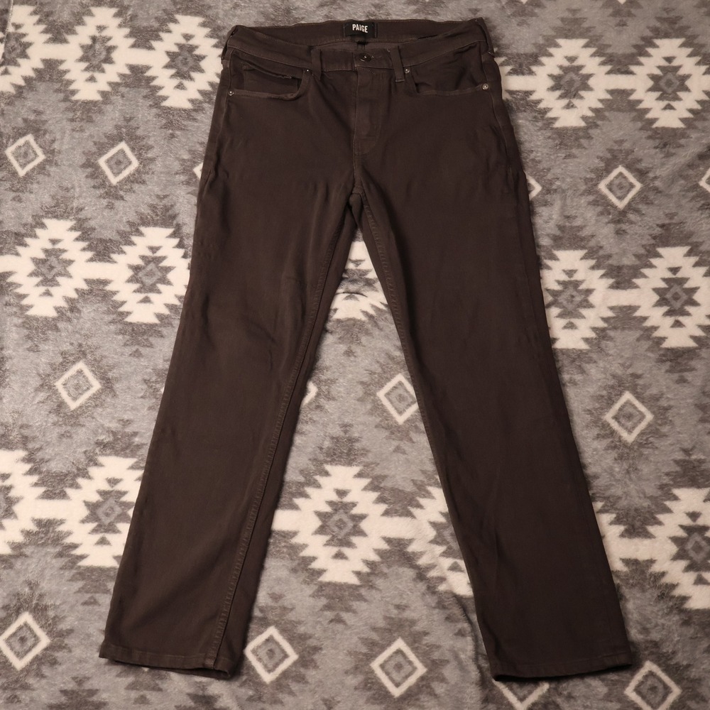 PAIGE Lennox Slim Fit Pants Dark Brown Mens 31x28 Transcend Rayon Blend